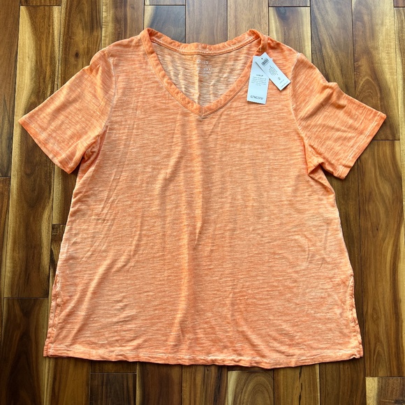 Chico's Seville Orange Cotton Slub Pigment Tee Basic Knit Top  2 or 12-14 NWT - Picture 1 of 4